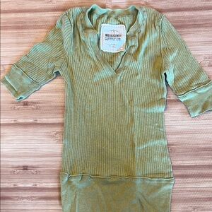Mossimo Supply Co. Green 3/4 Sleeve Tunic with Polo Collar